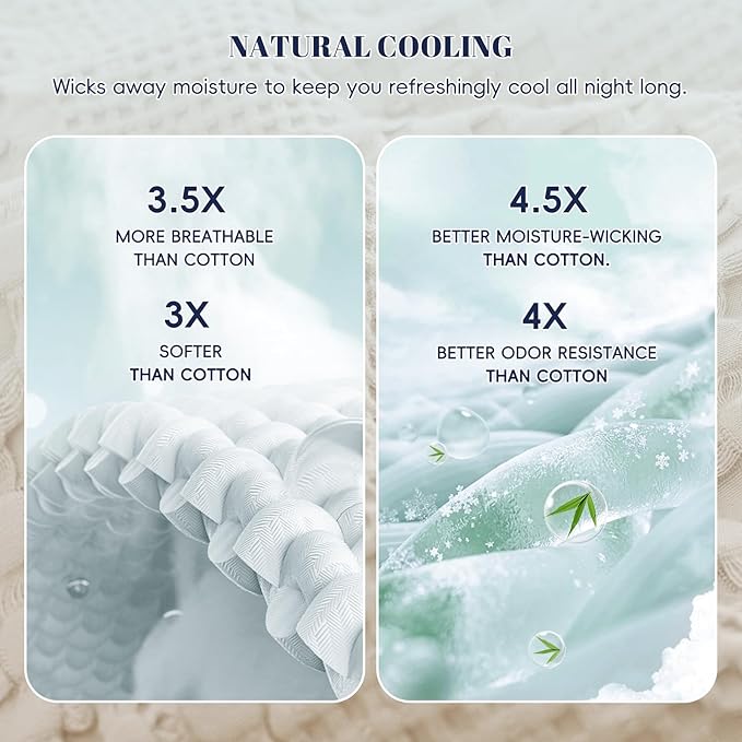 PHF Cooling Waffle Blanket King Size, Lightweight 60% Rayon from Bamboo & 40% - Image 3