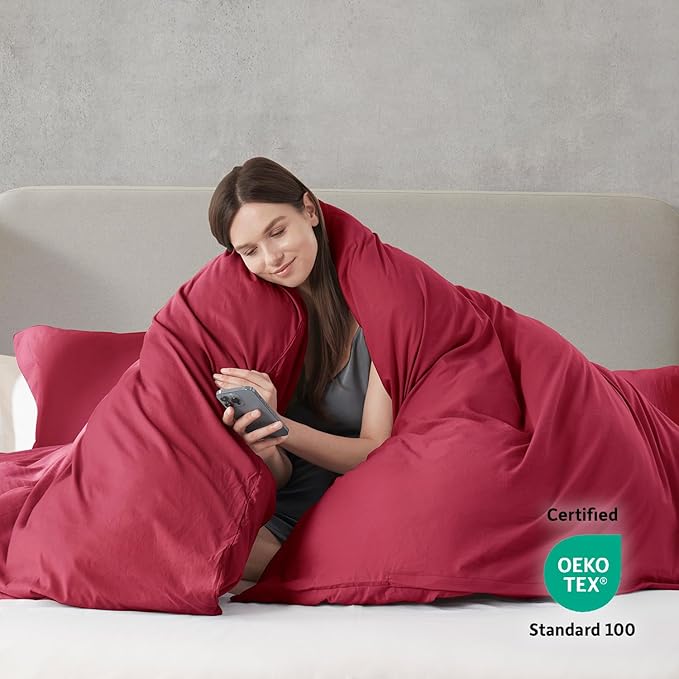 Nestl Burgundy Red California King Duvet Cover Sets - Image 3