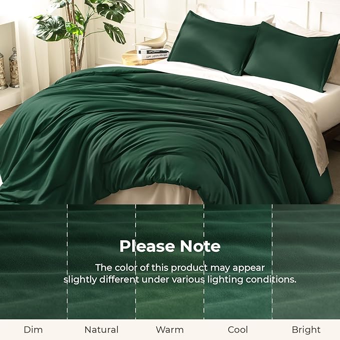 Litanika Dark Emerald Green Twin/Twin XL Comforter Set, 2 Pieces Solid Forest - Image 8