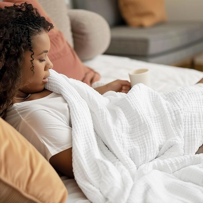 100% Cotton Muslin Blanket 50" x 60", Breathable and Lightweight Cotton Throw - Image 3