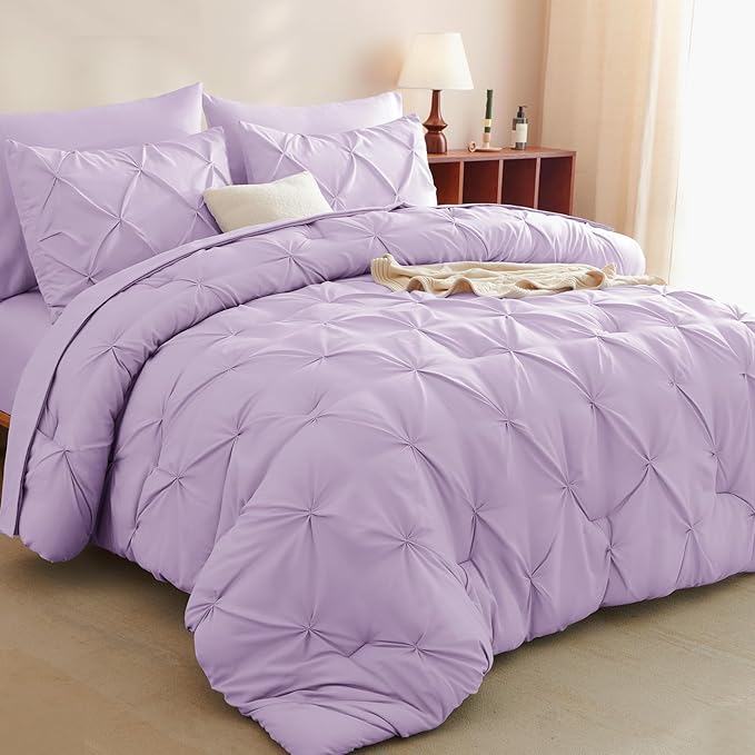 CozyLux King Size Comforter Set Lavender, 7 Pieces Bed in A Bag Light Purple by CozyLux