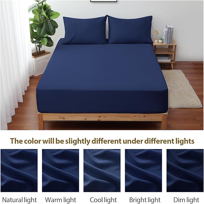 King Size Fitted Sheet Only Navy Blue, 100% Egyptian Cotton 600 Thread Count - Image 8