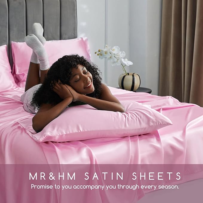 MR&HM Satin Bed Sheets, King Size Sheets Set - Image 6