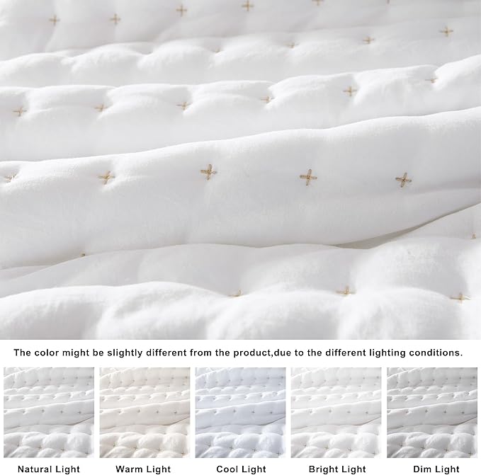 WDCOZY White Queen Size Quilt Bedding Sets - Image 2