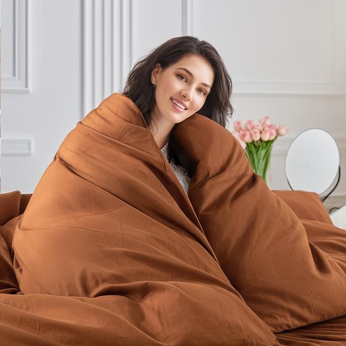 NEXHOME PRO Duvet Cover Set 100% Washed Cotton Oversized King 120"x98" Linen - Image 6