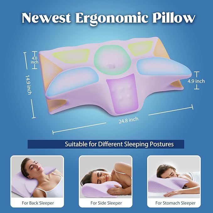 Cervical Pillow for Neck Pain Relief, Cooling Contour Memory Foam Pillows - Image 5