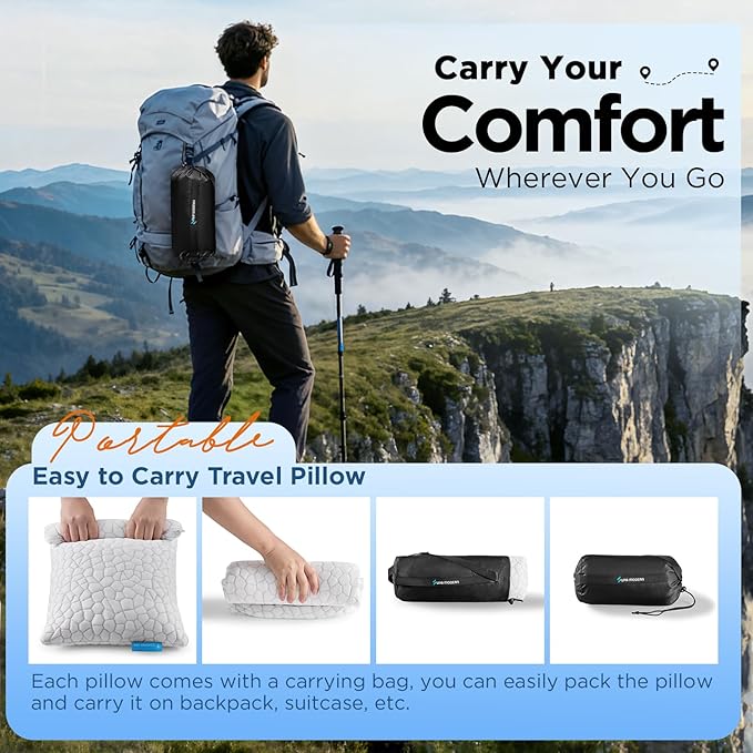 Cooling Pillow Camping Size 1 Pack, Adjustable Bed Pillows - Image 6