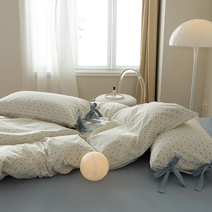 mixinni Blue Floral Duvet Cover Set King - Image 4