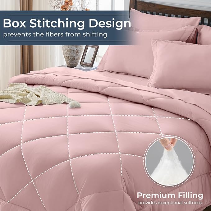 HEVUMYI Dusty Pink Full Comforter Set - Image 4