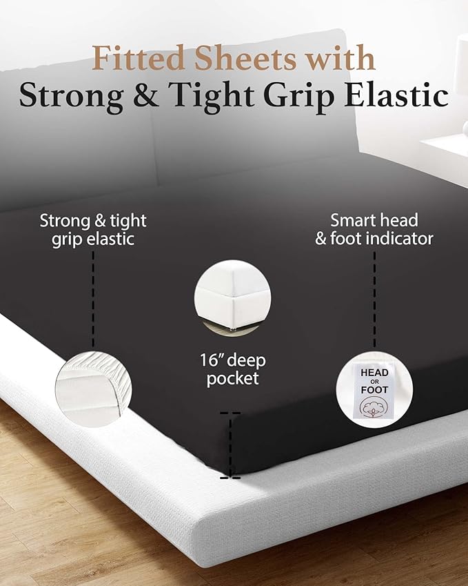 Good Sleep Bedding King Size Soft & Breathable Deep Pocket 16 Inch, 100% - Image 4