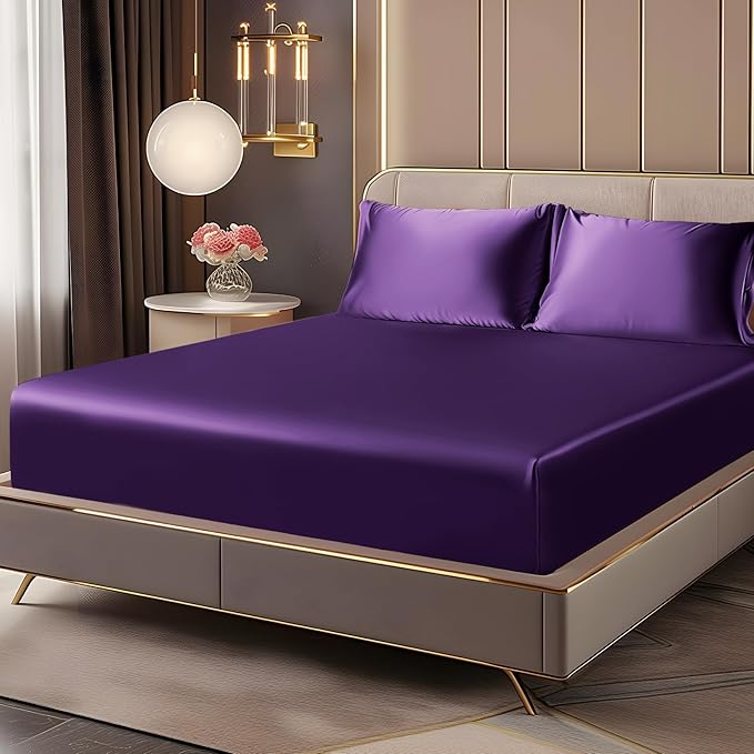 BEDELITE Satin Fitted Sheet and Pillowcase Set, Luxury Soft Similar to Silk by BEDELITE