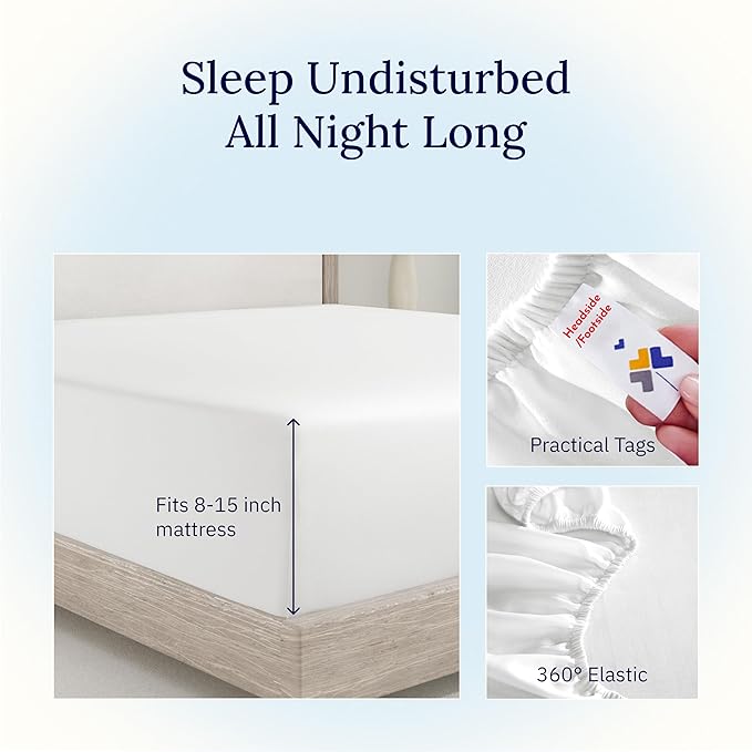 California Design Den Twin Fitted Sheet, Soft 400 Thread Count 100% Cotton - Image 7