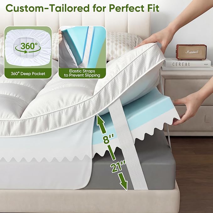 5 Inch California King Mattress Topper, Memory Foam Mattress Toppers -2.5" Gel - Image 6
