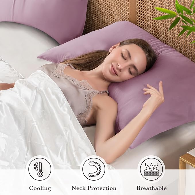 Curved Pillow Case King Size, Side Sleeper Pillow Cases Cover Cooling Rayon - Image 3