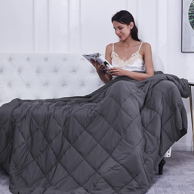 L'AGRATY Weighted Blanket for Adults- Dark Grey, Twin Full Size Heavy Throw - Image 7