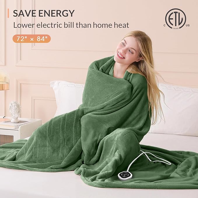 HOMLYNS LuxeHeat Heated Blanket Electric Blanket Full Size, Soft Flannel Sherpa - Image 6
