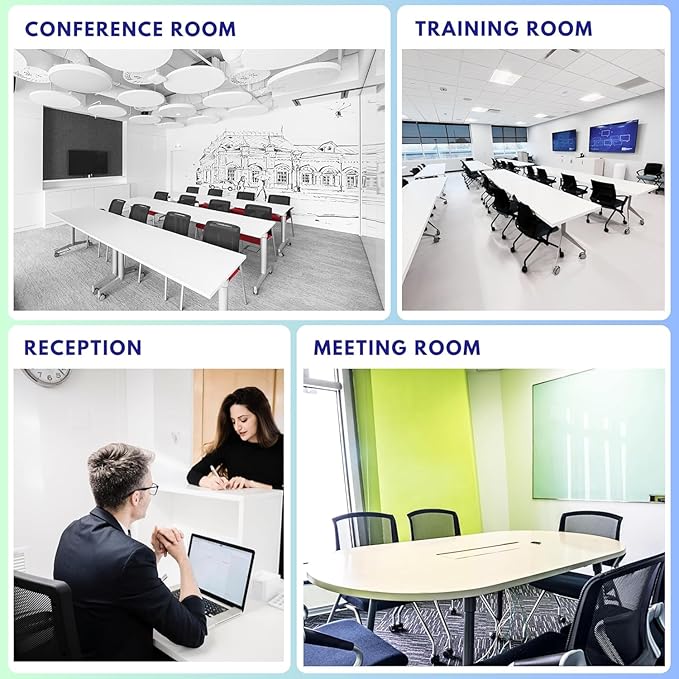 10 Pack Foldable Office Chair with PU Wheels and Sliding Armrest-Ergonomic Mesh Bouncing Back, Stackable Conference Room Chair, Office Guest & Reception & Meeting Chair (Black)-DeskoryOffice