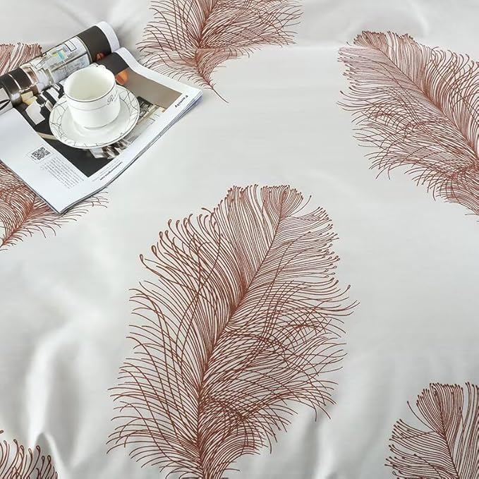 OAITE Duvet Cover Twin Size, Reversible Leaf Brown Duvet Cover Set - Image 6