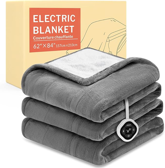 HOMLYNS LuxeHeat Heated Blanket Electric Blanket Twin Size, Soft Flannel Sherpa by HOMLYNS