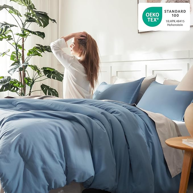 Litanika Comforters Grayish Blue Oversized Queen Size, 3 Pieces Lightweight - Image 4