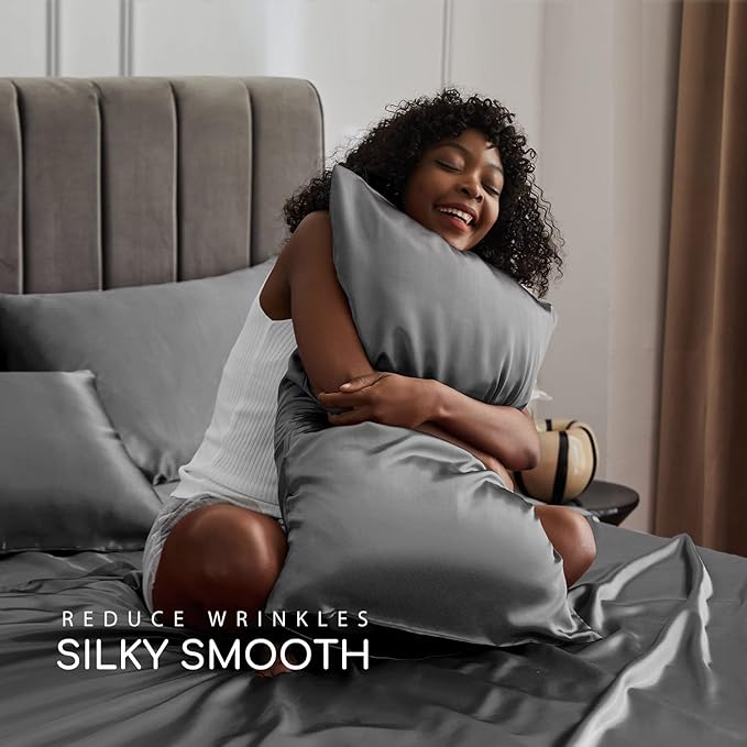 MR&HM Satin Bed Sheets, Queen Size Sheets Set - Image 3
