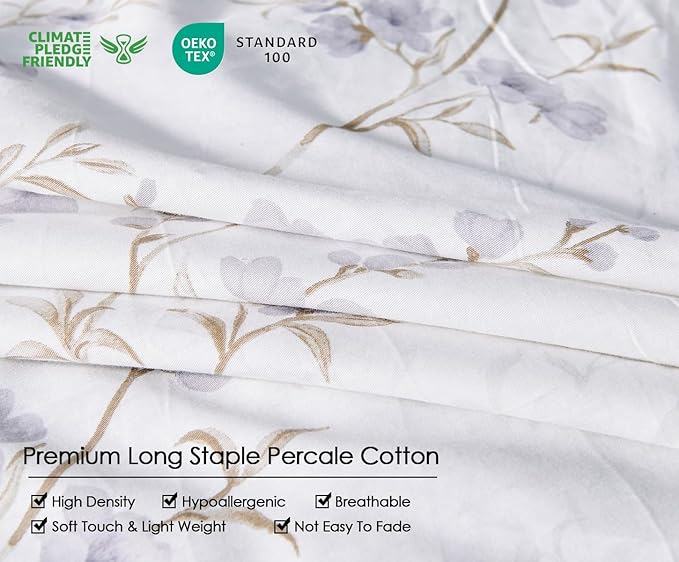 SLEEPBELLA Reversible Duvet Cover King, Elegant Purple Blossom on White - Image 5