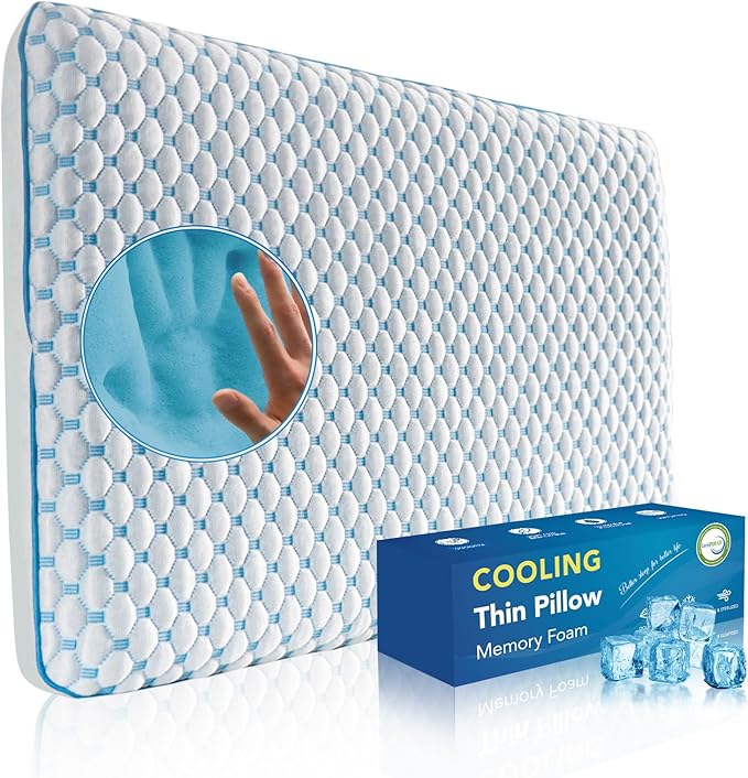 Stomach Sleeping Pillow for Shoulder and Neck Pain Relief, Thin Pillow for by IWACOOL
