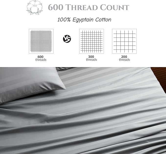 Cotton Flat Sheets Only, 600 TC 100% Cotton Flat Sheet Top Sheet Only, TwinXL - Image 3