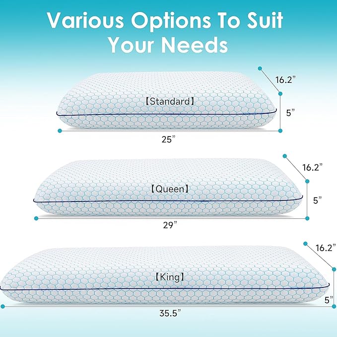 CushyOasis Memory Foam Pillows for Side, Back and Stomach Sleepers, Bed Pillow - Image 3