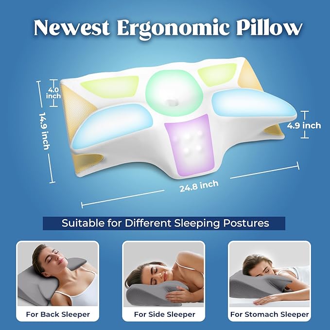Cervical Pillow for Neck Pain Relief, Cooling Contour Memory Foam Pillows - Image 5