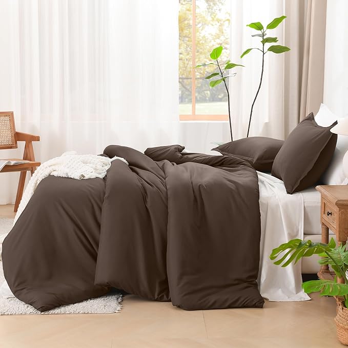 Litanika Chocolate Comforter Set Twin/Twin XL Size, 2 Pieces Solid Bedding - Image 5