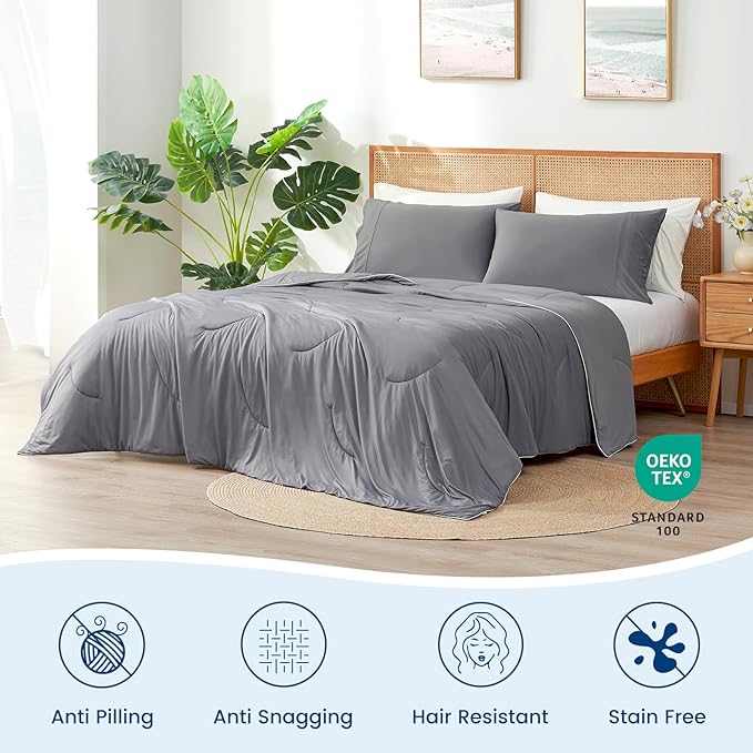Cozy Bliss Cooling Comforter Cali King Size, Reversible Lightweight Cooling - Image 6