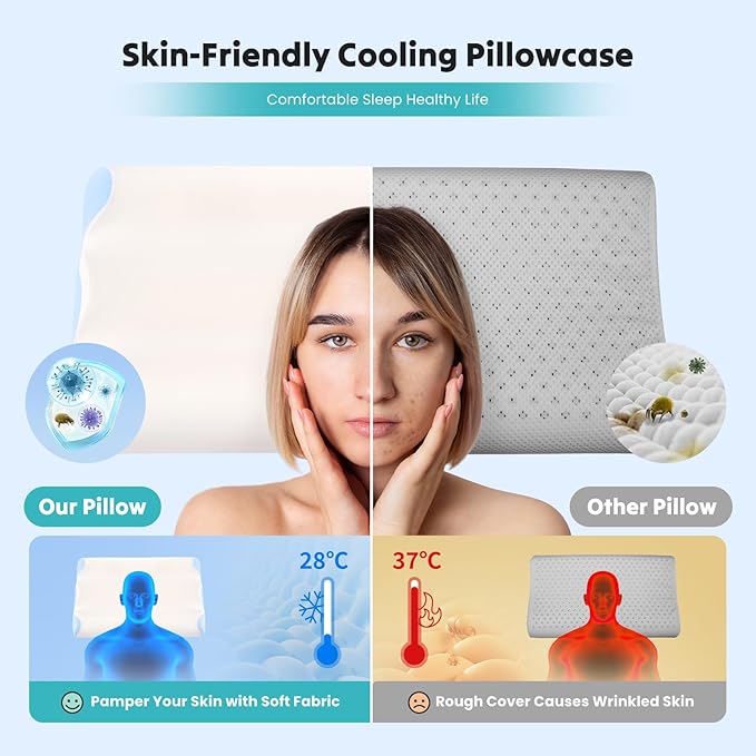 DUMOS Cervical Pillow for Neck and Shoulder, Contour Memory Foam Pillow - Image 3