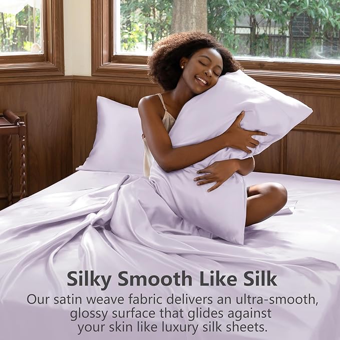 CozyLux Satin Sheets Queen Size Bed Set - Image 3