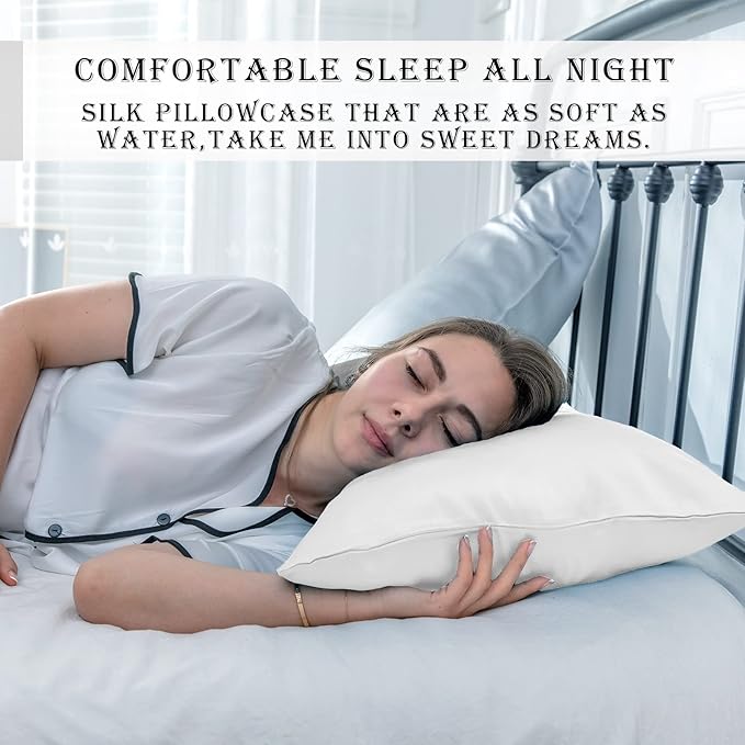 Silk Pillow Cases 2 Pack, Soft Breathable and Sliky Standard Size Pillow Cases - Image 6