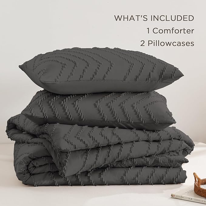 Andency Dark Grey Oversized King Comforter Set 120x98, Boho Oversize King Soft - Image 6