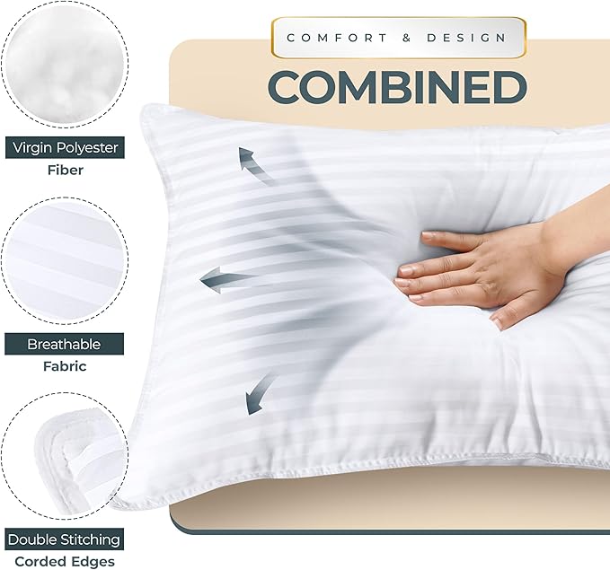 Utopia Bedding Bed Pillows for Sleeping Queen Size, Down Alternative Pillow for - Image 4
