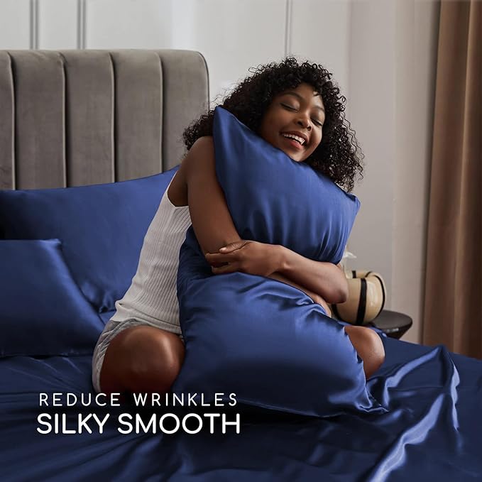MR&HM Satin Bed Sheets, Queen Size Sheets Set - Image 4