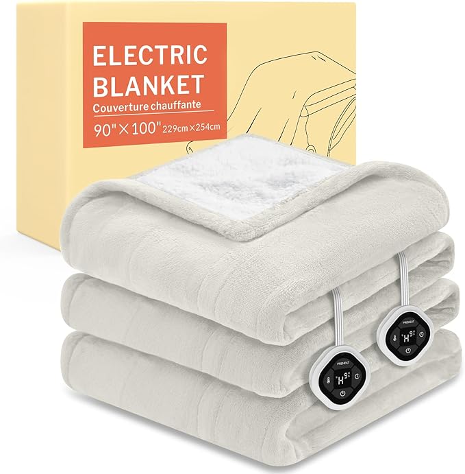 HOMLYNS LuxeHeat Heated Blanket Electric Blanket King Size, Soft Flannel Sherpa by HOMLYNS