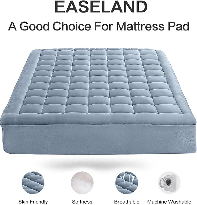 EASELAND Twin XL Mattress Pad Pillow Top Mattress Cover Quilted Fitted Mattress - Image 2