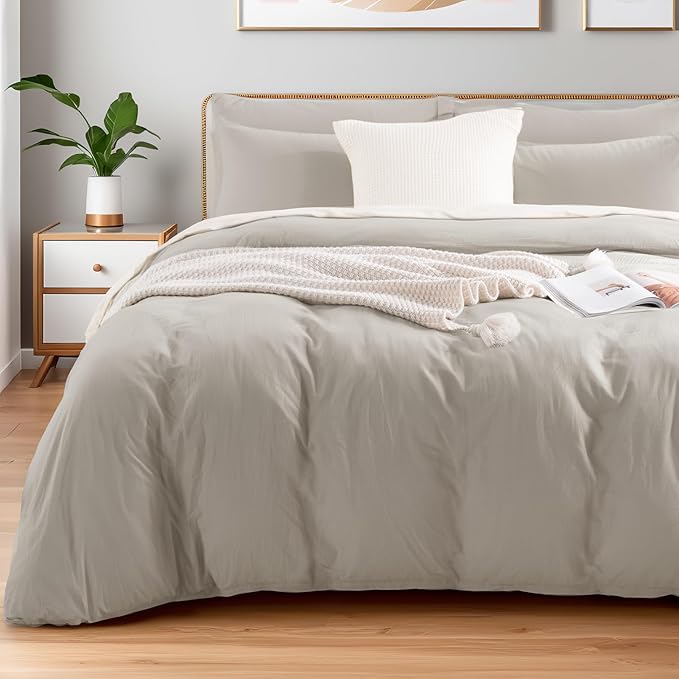NEXHOME PRO Duvet Cover Twin Size, 100% Washed Cotton Orgnic Linen Like by NEXHOMEPRO