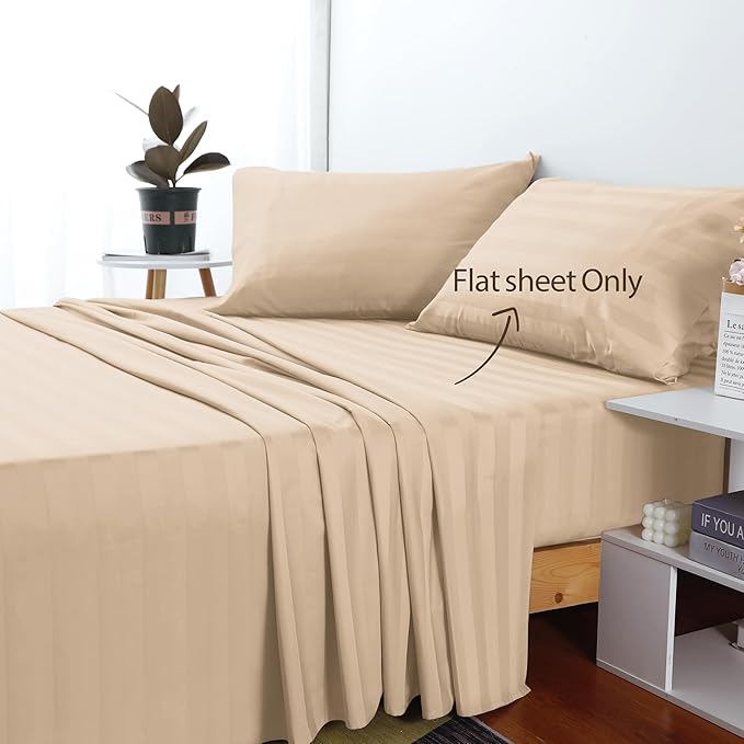Cotton King Flat Sheet Only, 600 Thread Count 100% Egyptian Cotton Top Sheet - Image 2