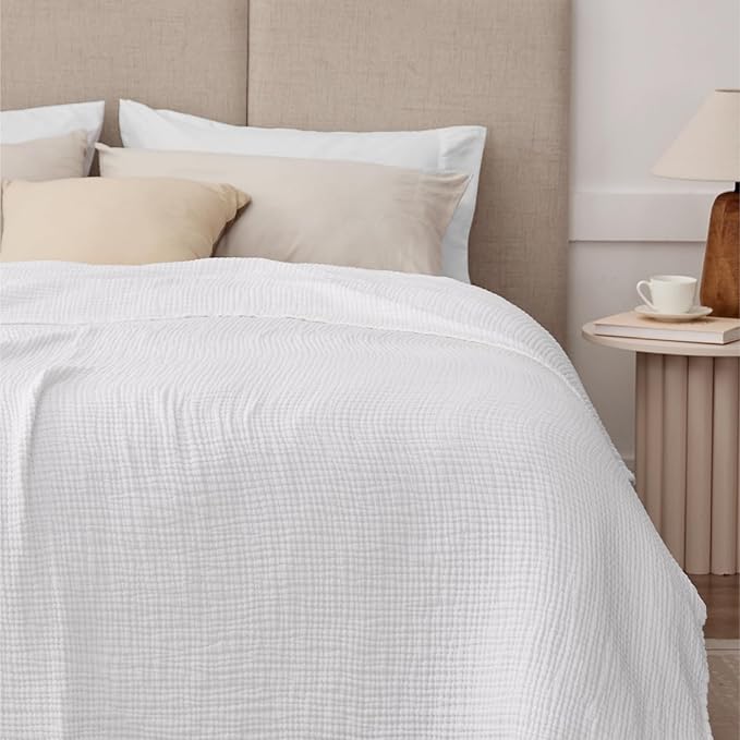 100% Cotton Muslin Blanket Queen 90" x 90", 6 Layers Breathable and Lightweight - Image 4