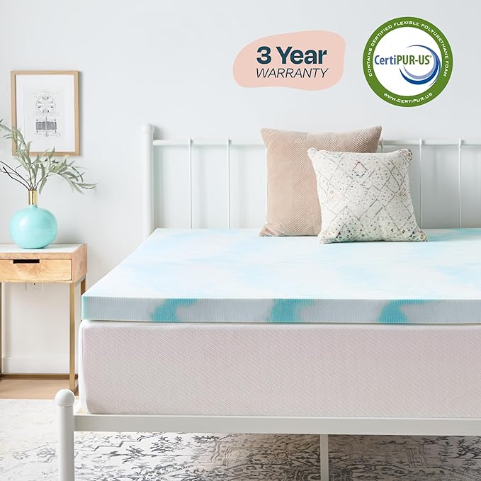 Linenspa 3 Inch Swirl Gel Memory Foam Mattress Topper, King Size – Cooling Gel - Image 5