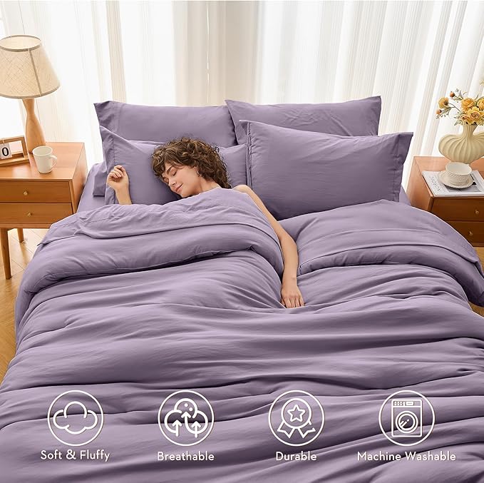 MUXHOMO 7 Pieces Queen Comforter Set, Soft Bed in a Bag Queen Size, All Season - Image 2