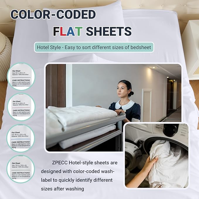 ZPECC Full Flat Sheet Only 1 Pack, Durable Light Blue Top Bed Sheets - Image 4