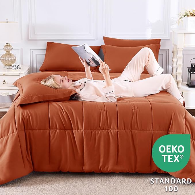 CozyLux Full Size Comforter Sets Terracotta - Image 3