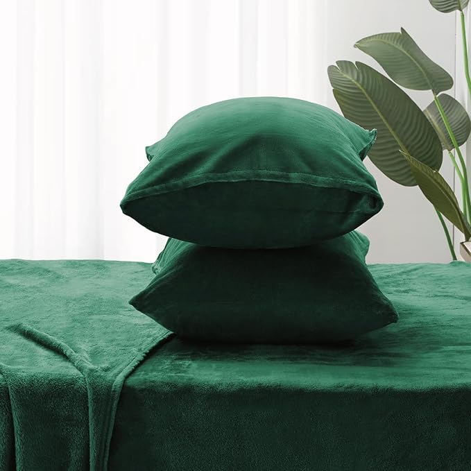 BEDELITE Flannel Sheets Queen Size Dark Green - Image 7