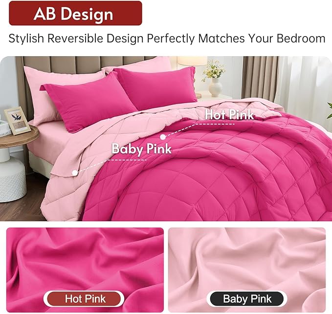 MUXHOMO 7 Pieces Queen Comforter Set, Reversible Bed in a Bag Queen Size - Image 3