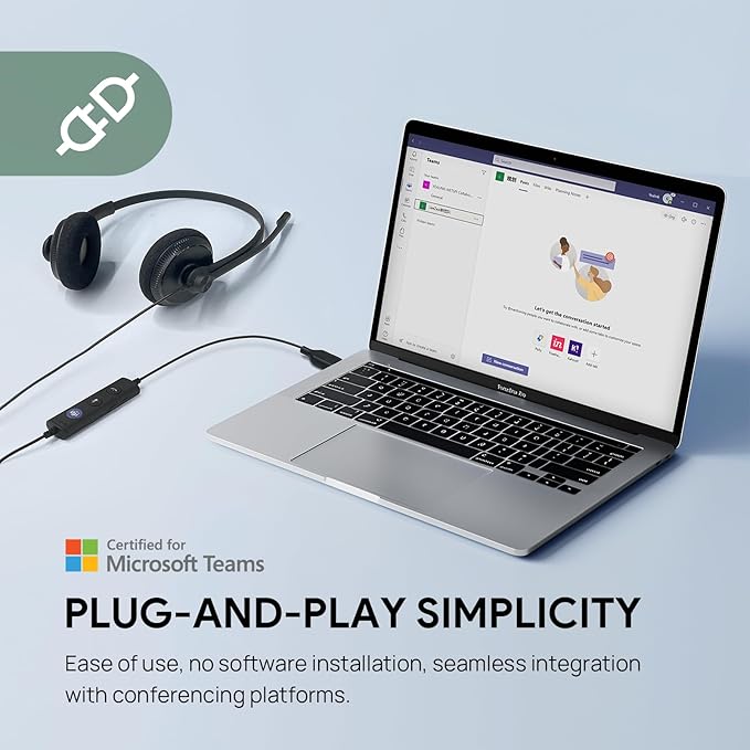 Yealink UH34 USB Headset with Mic,Stereo Wired Headphones with Noise Cancelling Microphone,Professional Work Headset VoIP Phone PC Computer Call Center Office(Ultra Light)-DeskoryOffice